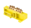 Шина EKF N "Ноль" (нул.) N 6x9мм 6 отверстий латунь желтый изолятор на DIN-рейку PROxima sn0-63-06dz